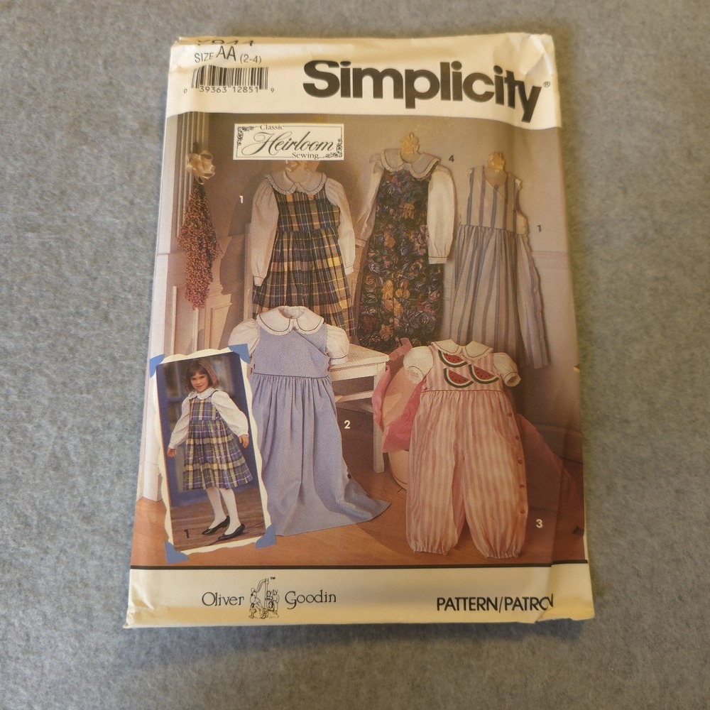 UNCUT Simplicity 7944 Toddler Dress Jumper‎ Romper Pattern 2-4 Heirloom Style